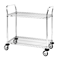 Standard-Duty Utility Cart With Wire Shelves, Chrome Plated, 24" x 39" x 36", 375 lbs. Capacity OSI Industrial Sales