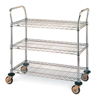 Standard-Duty Utility Cart With Wire Shelves, Chrome Plated, 24" x 39" x 36", 375 lbs. Capacity OSI Industrial Sales