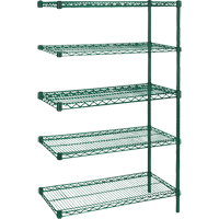 Heavy-Duty Green Epoxy Finish Wire Shelving, Add-On Kit, 5 Tiers, 36" W x 74" H x 18" D OSI Industrial Sales