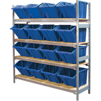 Wide Span Shelving with Jumbo Plastic Bins, Steel, Boltless, 800 lbs. Capacity, 66" W x 72" H x 18" D OSI Industrial Sales