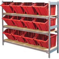 Wide Span Shelving with Jumbo Plastic Bins, Steel, Boltless, 800 lbs. Capacity, 66" W x 60" H x 18" D OSI Industrial Sales