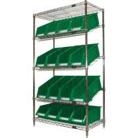 Slanted Wire Shelf with Bins, 5 Tiers, 36" W x 63" H x 18" D OSI Industrial Sales