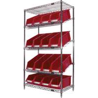 Slanted Wire Shelf with Bins, 5 Tiers, 36" W x 63" H x 18" D OSI Industrial Sales