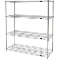 Heavy-Duty Chromate Wire Shelving, 4 Tiers, 30" W x 54" H x 14" D OSI Industrial Sales
