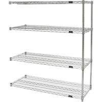 Heavy-Duty Chromate Wire Shelving, Add-On Kit, 4 Tiers, 30" W x 54" H x 14" D OSI Industrial Sales