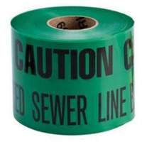 Ruban d'avertissement de danger souterrain Buried Sewer Line Identoline, 6" la x 1000' lo, Noir sur vert OSI Industrial Sales