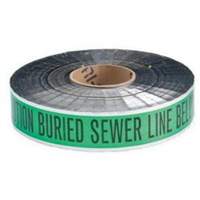 Ruban d'avertissement de danger souterrain Sewer Line Identoline, 2" la x 1000' lo, Noir sur vert OSI Industrial Sales