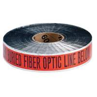 Ruban d'avertissement de danger souterrain Fiber Optic Line Identoline, 2" la x 1000' lo, Noir/orange OSI Industrial Sales