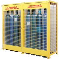 Gas Cylinder Cabinets, 20 Cylinder Capacity, 88" W x 30" D x 74" H, Yellow OSI Industrial Sales