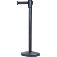 Free-Standing Crowd Control Barrier, Steel, 35" H, Black Tape, 7' Tape Length OSI Industrial Sales
