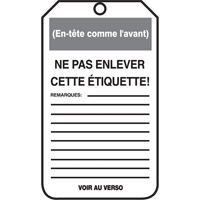 Lockout Tags, Cardstock, 3-1/8" W x 5-7/8" H, French OSI Industrial Sales