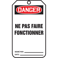 Lockout Tags, Cardstock, 3-1/8" W x 5-7/8" H, French OSI Industrial Sales