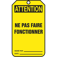Lockout Tags, Cardstock, 3-1/8" W x 5-7/8" H, French OSI Industrial Sales