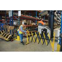 Barri&egrave;re extensible, 37" h x 11' lo, Noir/Jaune OSI Industrial Sales