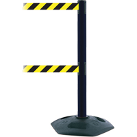 Dual Line Heavy Duty Post, Plastic, 38" H, Black/Yellow Tape, 7.5' Tape Length OSI Industrial Sales