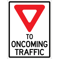 "Yield to Oncoming Traffic" Roll-Up Sign Traffic Sign, 36" x 48", Vinyl, English with Pictogram OSI Industrial Sales