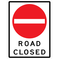 Enseigne enroulable de circulation  Road Closed , 36" x 48", Vinyle, Anglais avec pictogramme OSI Industrial Sales
