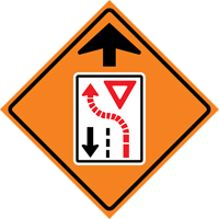 Yield Ahead Roll-Up Traffic Sign, 29-1/2" x 29-1/2", Vinyl, Pictogram OSI Industrial Sales