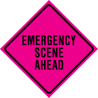 "Emergency Scene Ahead" Roll-Up Traffic Sign, 36" x 36", Vinyl, English OSI Industrial Sales