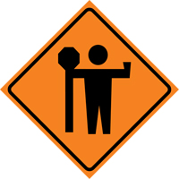 Flagman Roll-Up Sign Traffic Sign, 36" x 36", Vinyl, Pictogram OSI Industrial Sales
