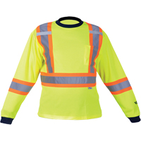Safety Long Sleeve Shirt, Polyester, Medium, High Visibility Lime-Yellow OSI Industrial Sales