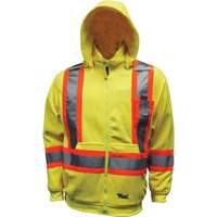 Safety Fleece Hoodie, Polyester, Small, High Visibility Lime-Yellow OSI Industrial Sales