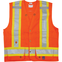 Veste de s&eacute;curit&eacute; pour arpenteur, Orange haute visibilit&eacute;, Petit, Polyester OSI Industrial Sales
