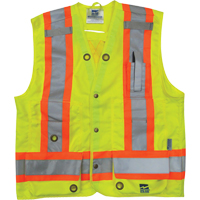 Veste de s&eacute;curit&eacute; pour arpenteur, Jaune lime haute visibilit&eacute;, Petit, Polyester OSI Industrial Sales