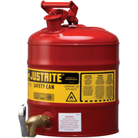 Bidon avec robinet s&eacute;curitaires pour laboratoires, Type I, Acier, 5 gal. US, Rouge, Homologu&eacute; FM OSI Industrial Sales