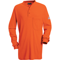 Flame-Resistant Long Sleeve Tagless Henley Shirts, Small, Orange OSI Industrial Sales