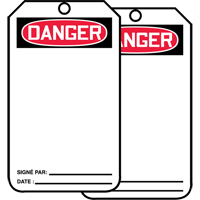 &eacute;tiquettes de s&eacute;curit&eacute; avec ent&ecirc;te vierge, Papier cartonn&eacute;, 3-1/8" la x 5-7/8" h, Français OSI Industrial Sales