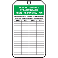 &eacute;tiquettes de s&eacute;curit&eacute; d'inspection et de contr&ocirc;le de l'&eacute;tat de l'&eacute;quipement, Plastique, 3-1/8" la x 5-7/8" h, Français OSI Industrial Sales