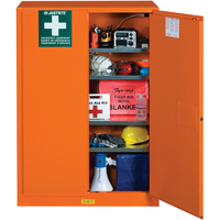 Armoires de rangement pour pr&eacute;paration aux situations d'urgence, Acier, 4 Tablettes, 65" h x 43" la x 18" P, Orange OSI Industrial Sales