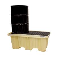 Palettes Poly-Spillpallet emboîtables avec drain pour 2 barils, Capacit&eacute; de d&eacute;versement 66 gal. US, 51" x 26" x 21" OSI Industrial Sales