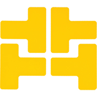 Floor Corner Marks, T, 5" L x 2" W, Yellow, Polyester OSI Industrial Sales