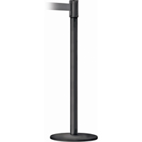 Slimline TensaBarrier&reg; Barrier Post, Steel, 38" H, Black Tape, 7.5' Tape Length OSI Industrial Sales