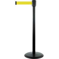 Slimline TensaBarrier&reg; Barrier Post, Steel, 38" H, Yellow Tape, 7.5' Tape Length OSI Industrial Sales