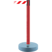 Outdoor TensaBarrier&reg; Barrier Post, Plastic, 37" H, White/Red Tape, 13' Tape Length OSI Industrial Sales