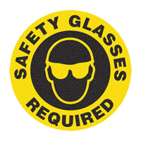 "Safety Glasses" Floor Sign, Adhesive, English with Pictogram OSI Industrial Sales