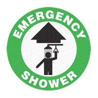 "Emergency Shower" Floor Sign, Adhesive, English with Pictogram OSI Industrial Sales