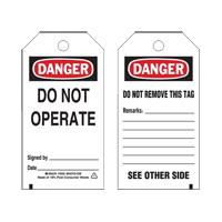 Lockout Tags, Plastic, 3" W x 5-3/4" H, English OSI Industrial Sales