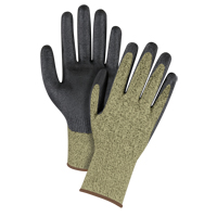 Gants &eacute;lastiques sans coutures r&eacute;sistants &agrave; la coupe noir & jaune, Taille Grand/9, Calibre 13, Rev&ecirc;tement Mousse de nitrile, Enveloppe en Aramide, ASTM ANSI niveau A6 OSI Industrial Sales