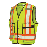 Surveyor Safety Vest, High Visibility Lime-Yellow, X-Large, Polyester OSI Industrial Sales