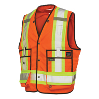 Surveyor Safety Vest, High Visibility Orange, Large, Polyester OSI Industrial Sales