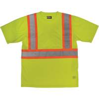 Short-Sleeved Safety T-Shirt with Pocket, Polyester, Large, High Visibility Lime-Yellow OSI Industrial Sales