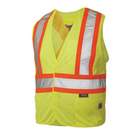 5-Point Tearaway Safety Vest, High Visibility Lime-Yellow, Large/X-Large, Polyester OSI Industrial Sales