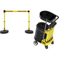 PLUS Barrier Post Cart Kit with Tray, 75' L, Metal, Yellow OSI Industrial Sales