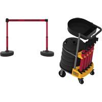 PLUS Barrier Post Cart Kit with Tray, 75' L, Metal, Yellow OSI Industrial Sales
