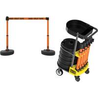 PLUS Barrier Post Cart Kit with Tray, 75' L, Metal, Orange OSI Industrial Sales