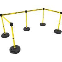 PLUS Barrier Post Set X5, Plastic, 42" H, Yellow Tape, 15' Tape Length OSI Industrial Sales